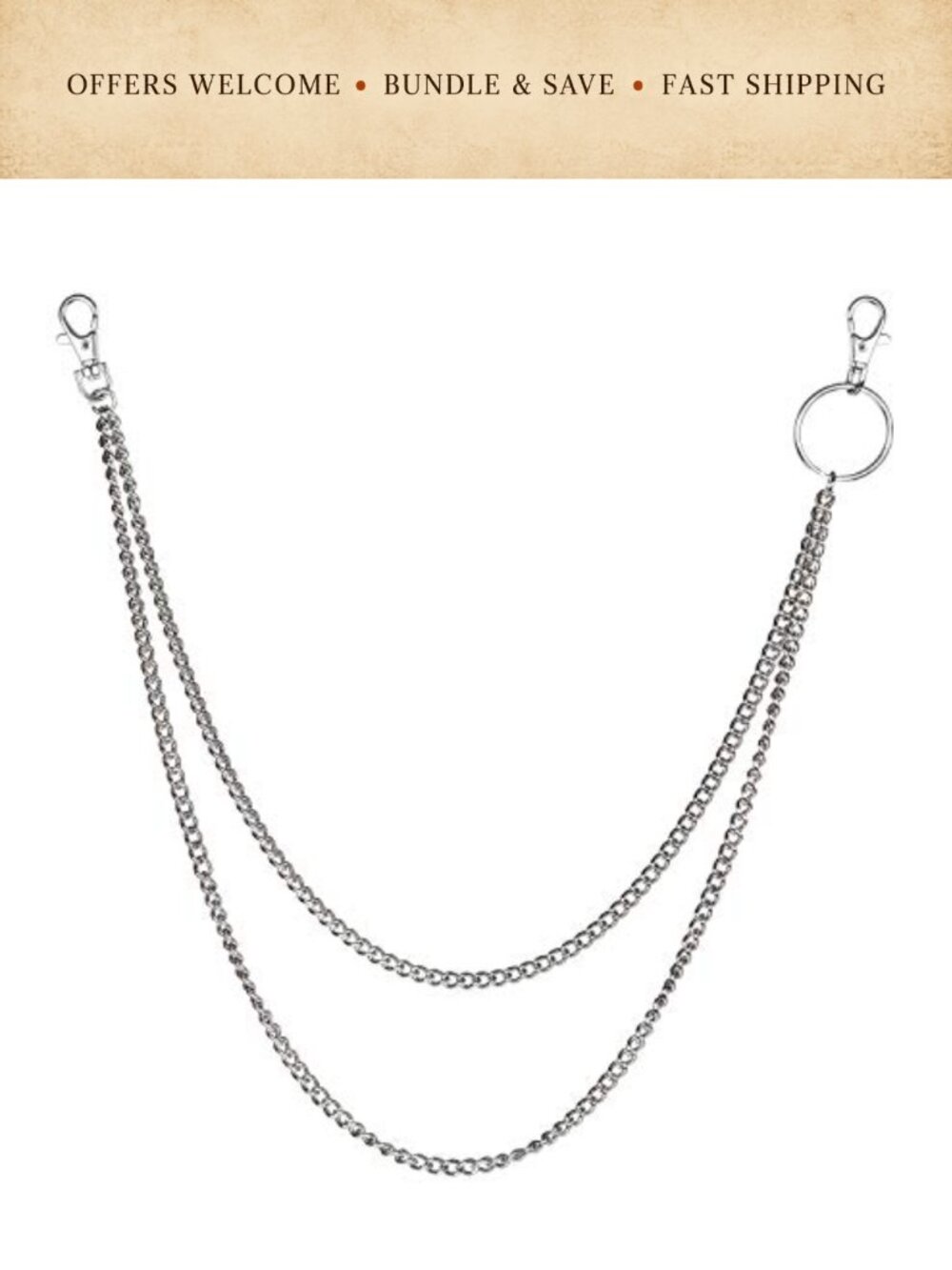 Multi-Layer Silver Hip Hop Punk Jean Pocket Chain Nickel Plated Metal Body Chain